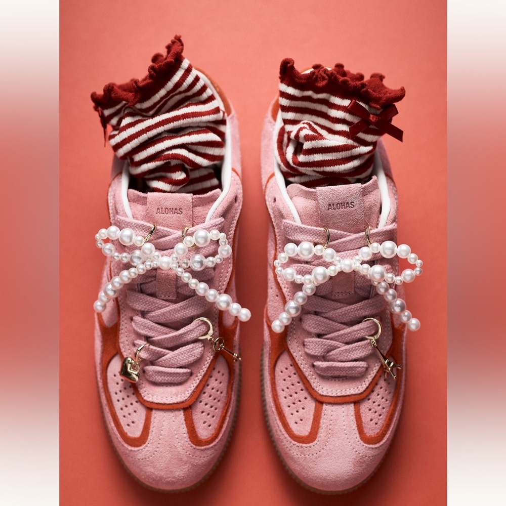 ALOHAS Pink & Red suede Sneakers. NWT. NBW